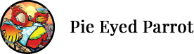 A green background with the words pie eye written in black.